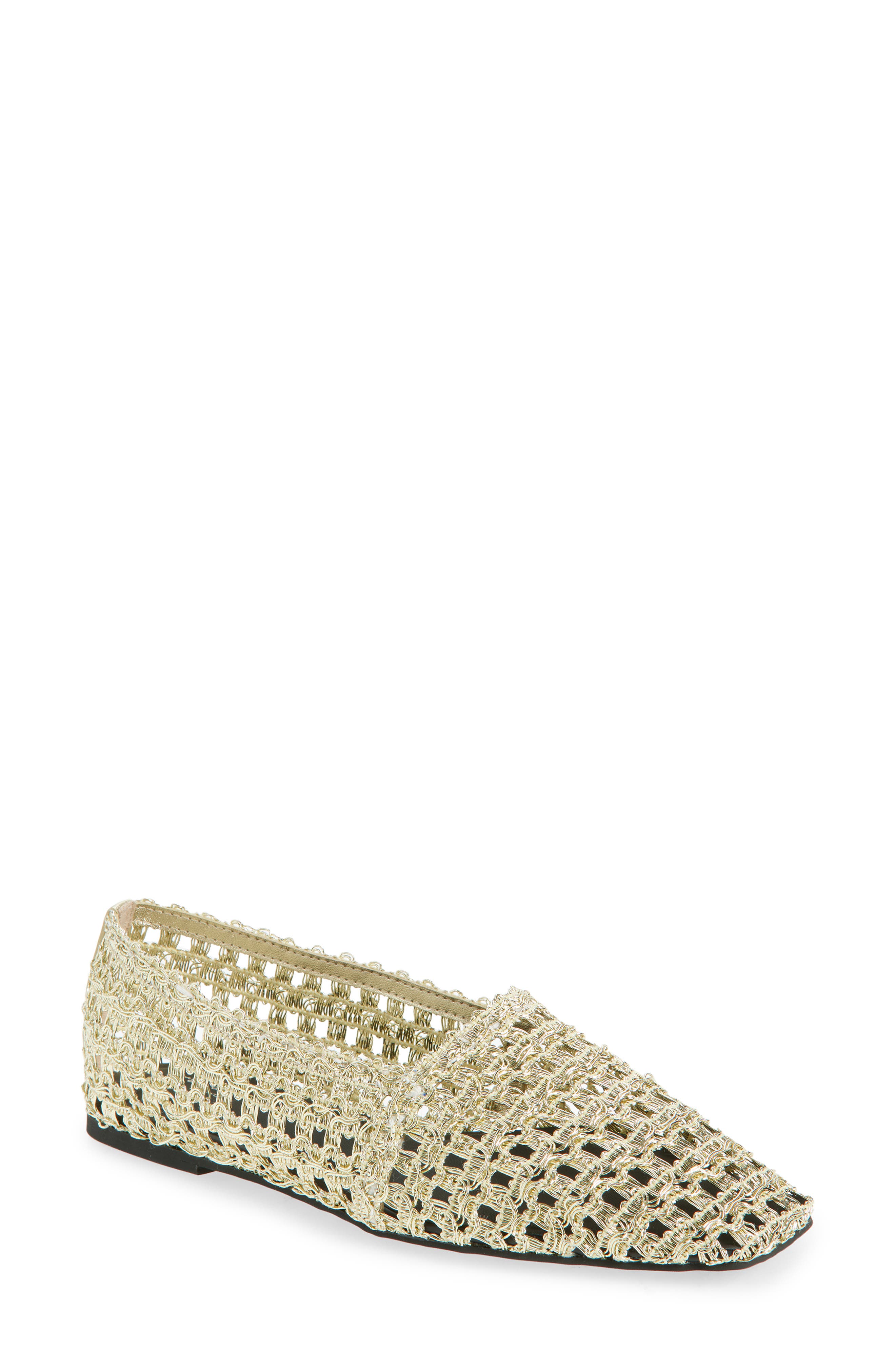 rag & bone Emma Woven Flat, Main, color, Gold Mesh
