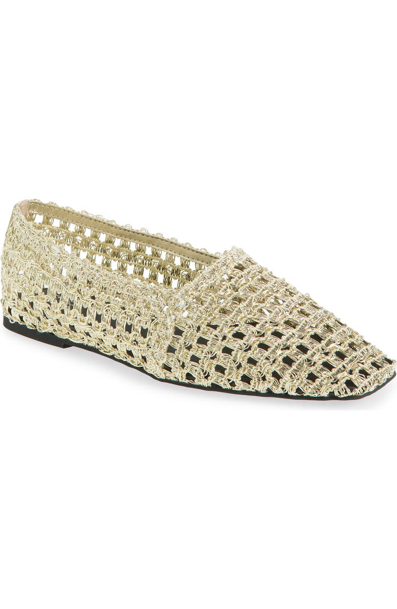 rag & bone Emma Woven Flat, Main, color, Gold Mesh