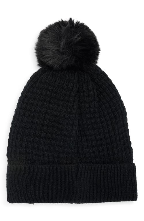 Nanette Lepore Embellished Faux Fur Pompom Beanie In Black