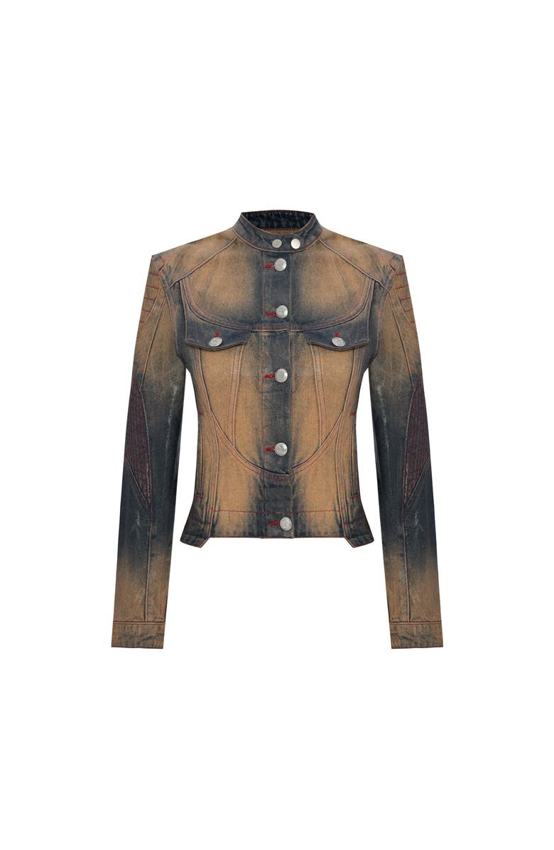 PCFG Pure Cotton Faded Motorcycle Denim Jacket, Main, color, Blue