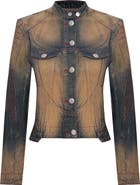 PCFG Pure Cotton Faded Motorcycle Denim Jacket