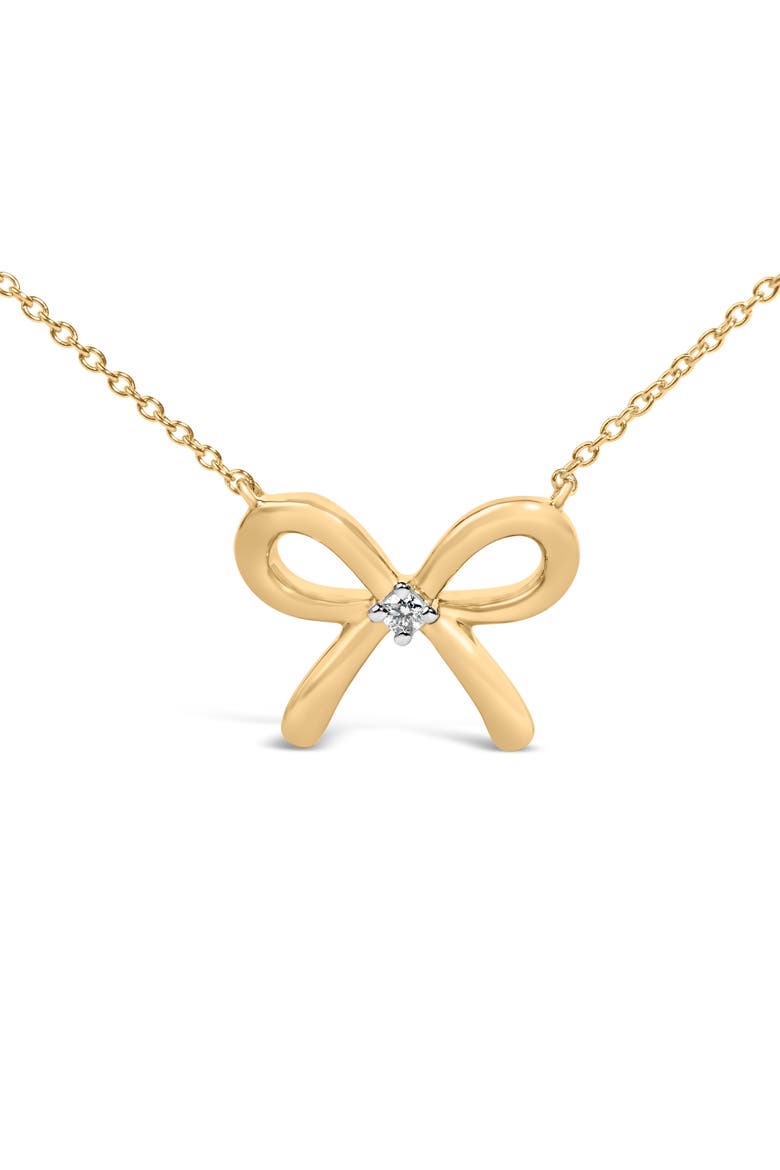 Gold Vermeil Diamond Accent Bow Tie Pendant Necklace, Alternate, color, Silver