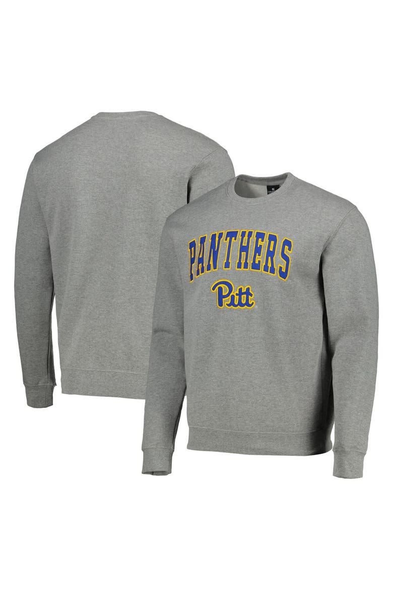Men's Colosseum Heathered Gray Pitt Panthers Arch & Logo Sweatshirt, Main, color, Heather Gray