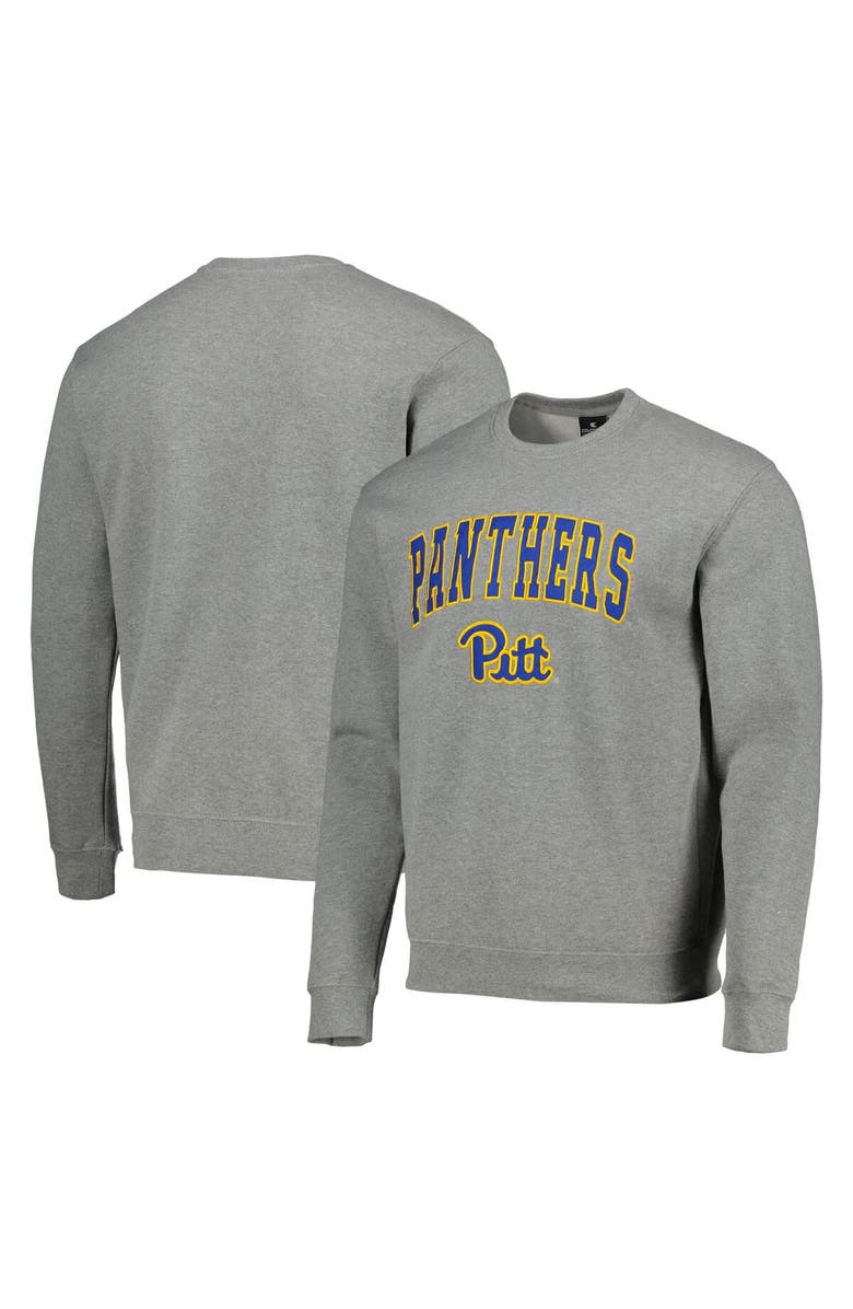 COLOSSEUM Men's Colosseum Heathered Gray Pitt Panthers Arch & Logo Sweatshirt, Main, color, Heather Gray