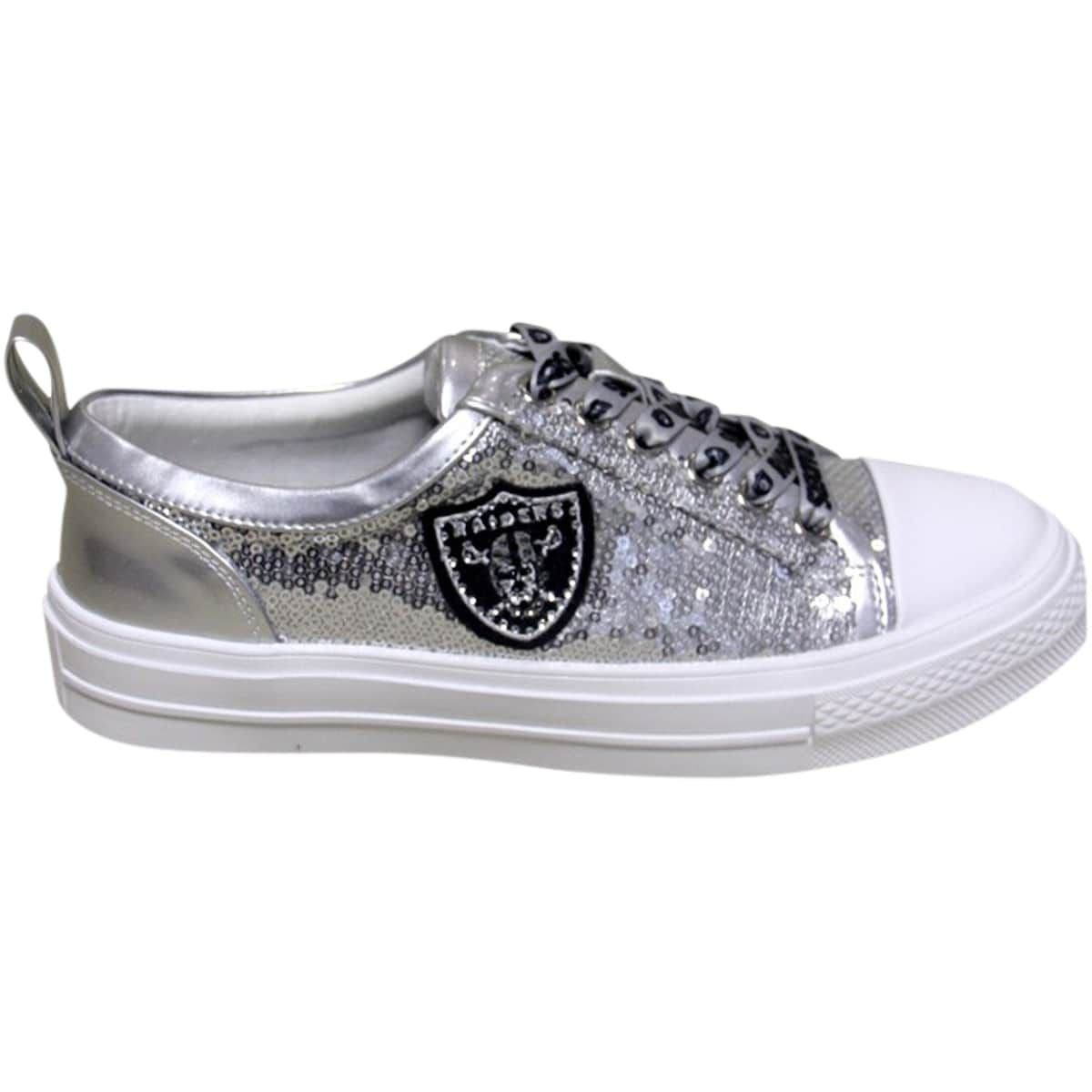 CUCE Women's Cuce Silver Las Vegas Raiders Team Sequin Sneakers, Alternate, color, 