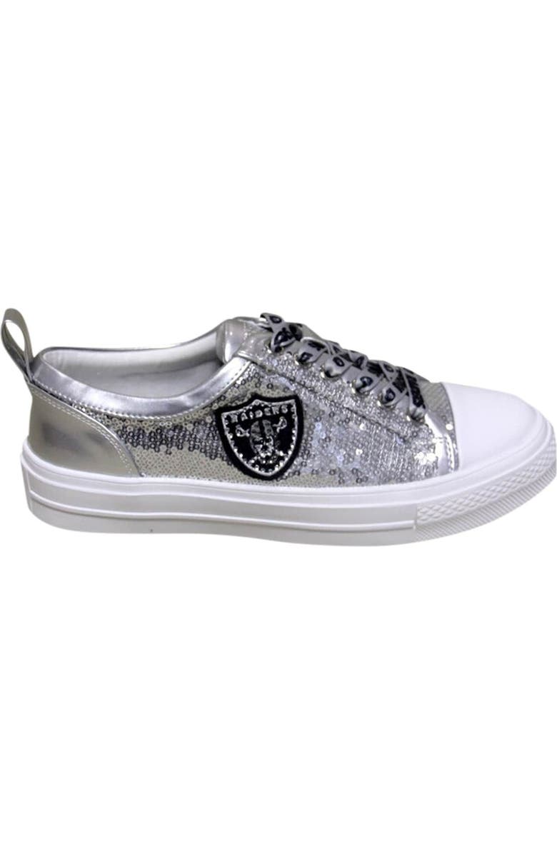 CUCE Women's Cuce Silver Las Vegas Raiders Team Sequin Sneakers, Alternate, color,