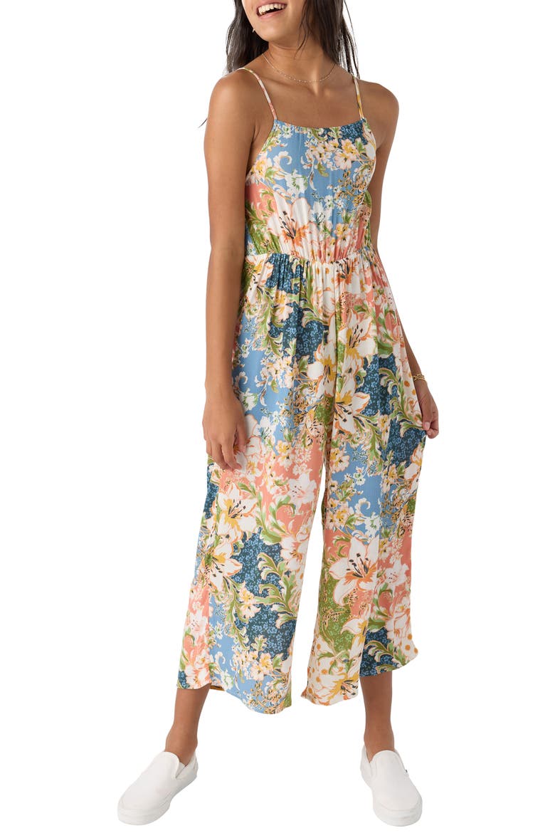 Kids' Liana Floral Jumpsuit, Alternate, color, MULTI COLORED