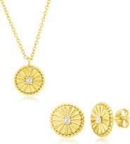 SIMONA Cubic Zirconia Pendant Necklace & Stud Earrings Set