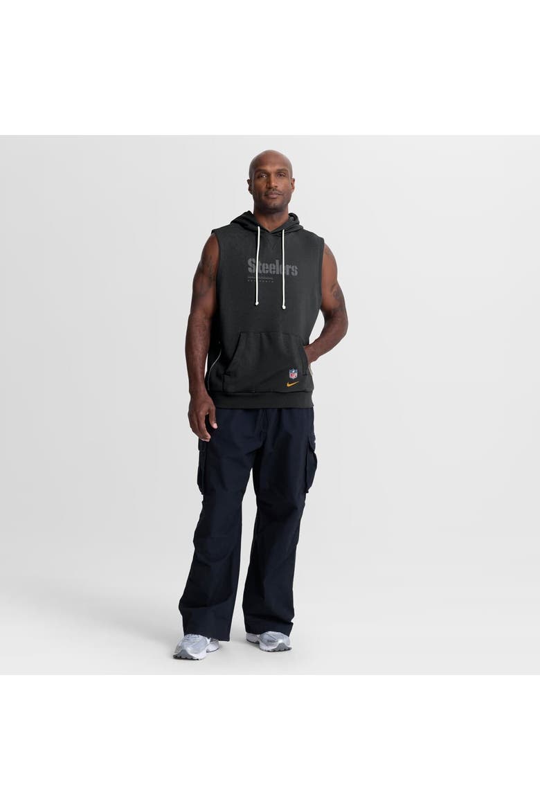 Men's Nike Black Pittsburgh Steelers Sideline Standard Issue Dri-FIT Sleeveless Hoodie, Alternate, color, Black