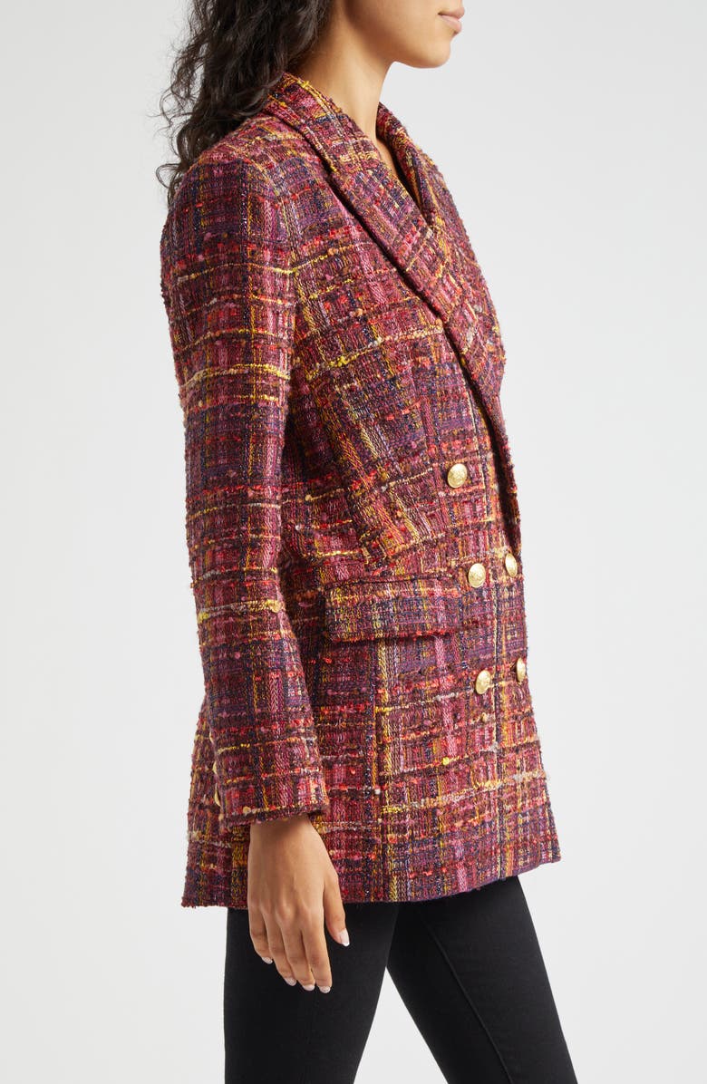 L'AGENCE Aimee Relaxed Fit Double Breasted Blazer, Alternate, color, Redpink M