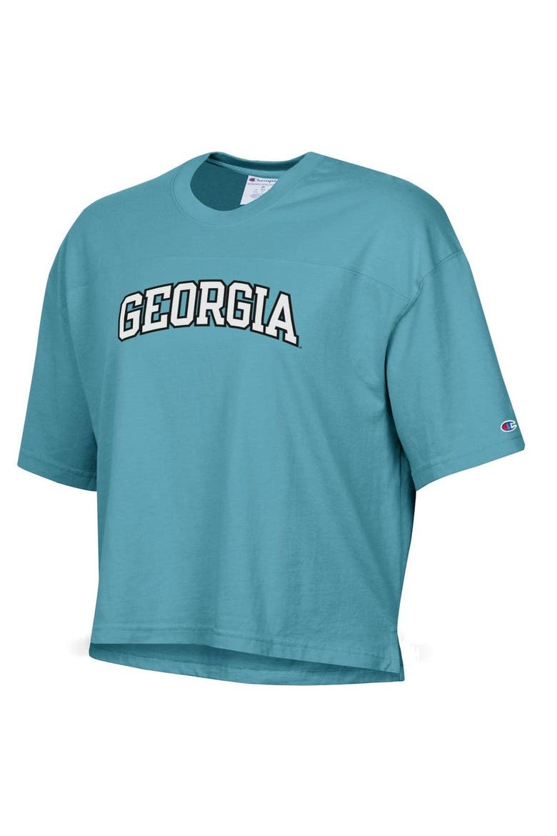 Women's Champion Aqua Georgia Bulldogs Vintage Wash Boxy Cropped T-Shirt, Alternate, color, Aqua