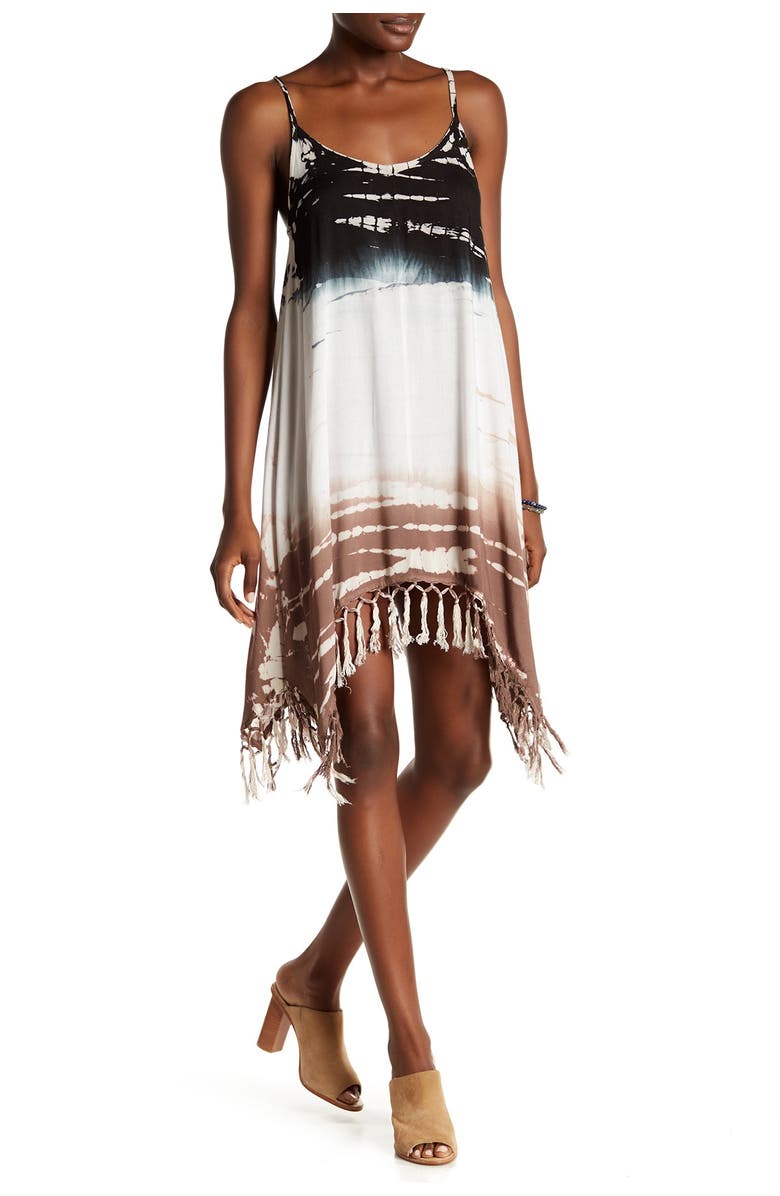 BOHO ME Tie-Dye Tassel Shift Dress, Main, color, 