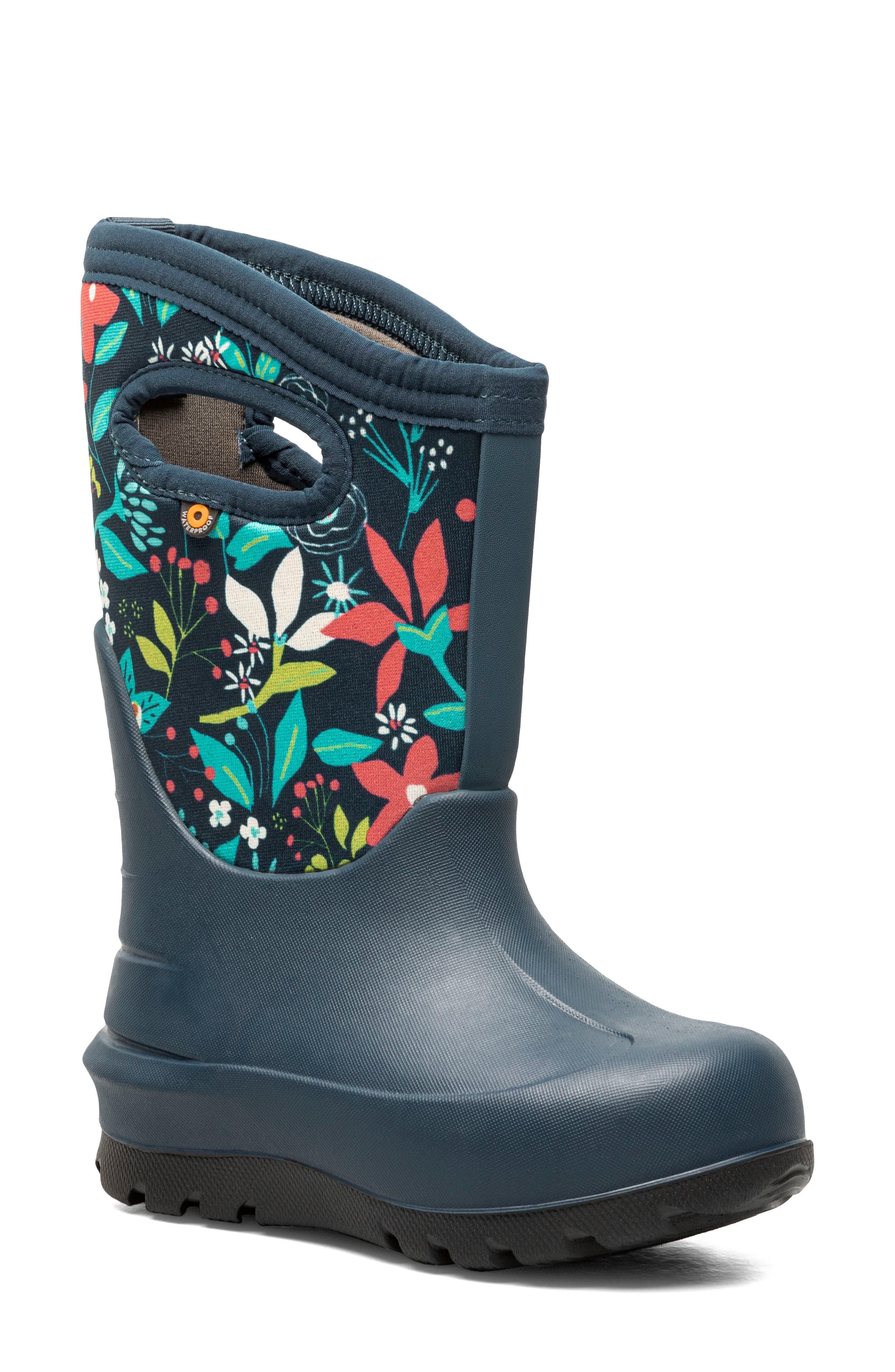 Bogs Kids' Neo-Classic Cartoon Flower Insulated Waterproof Winter Boot, Main, color, 