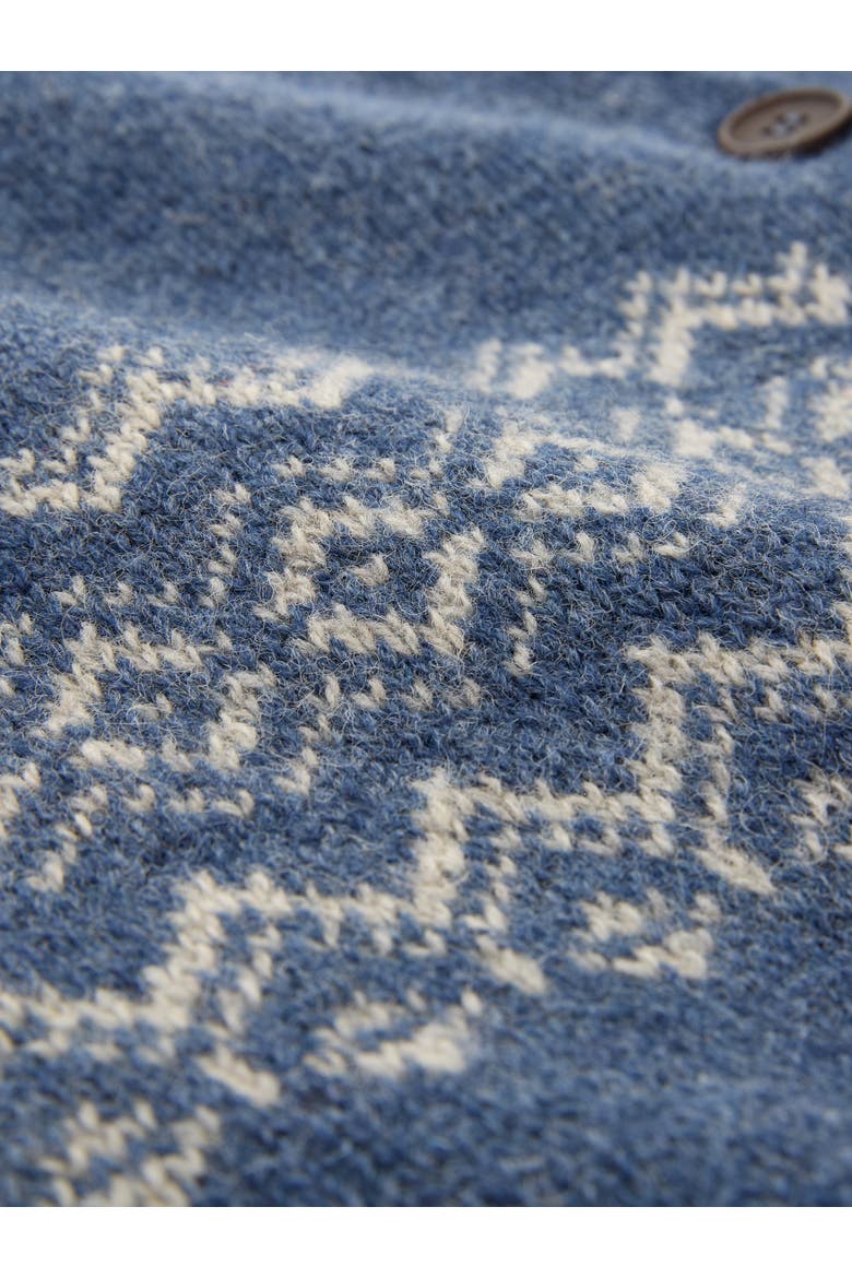 Fair Isle Crew Neck Cardigan, Alternate, color, INDIGO