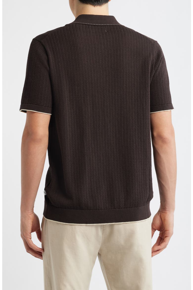 Nalo 60039 Tipped Polo Cardigan, Alternate, color, DEEP TRUFFLE