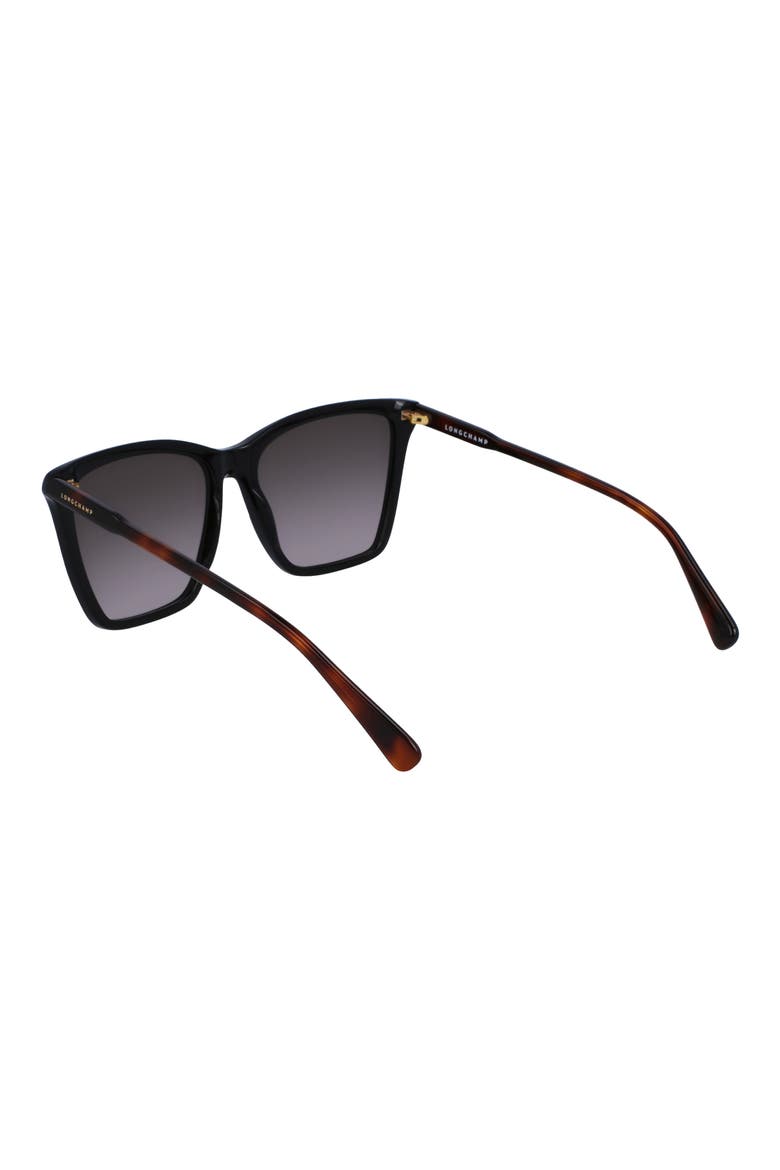 Le Pliage 56mm Gradient Rectangular Sunglasses, Alternate, color, BLACK