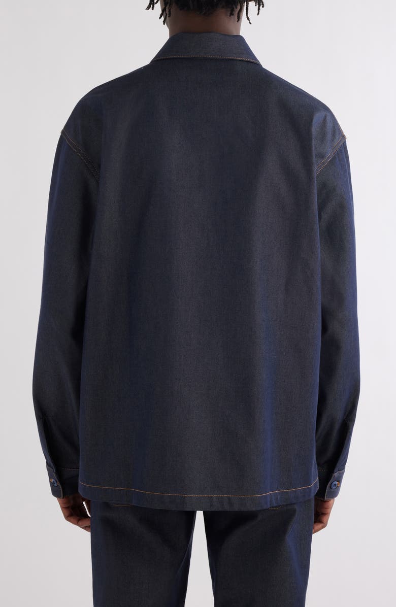 Givenchy Military Silk Blend Denim Overshirt, Alternate, color, Indigo Blue