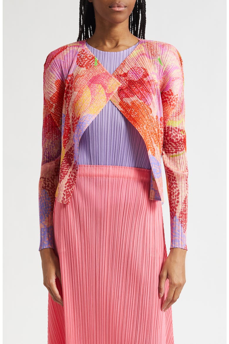 Foggy Forest Pleated Open Front Cardigan, Main, color, PINK