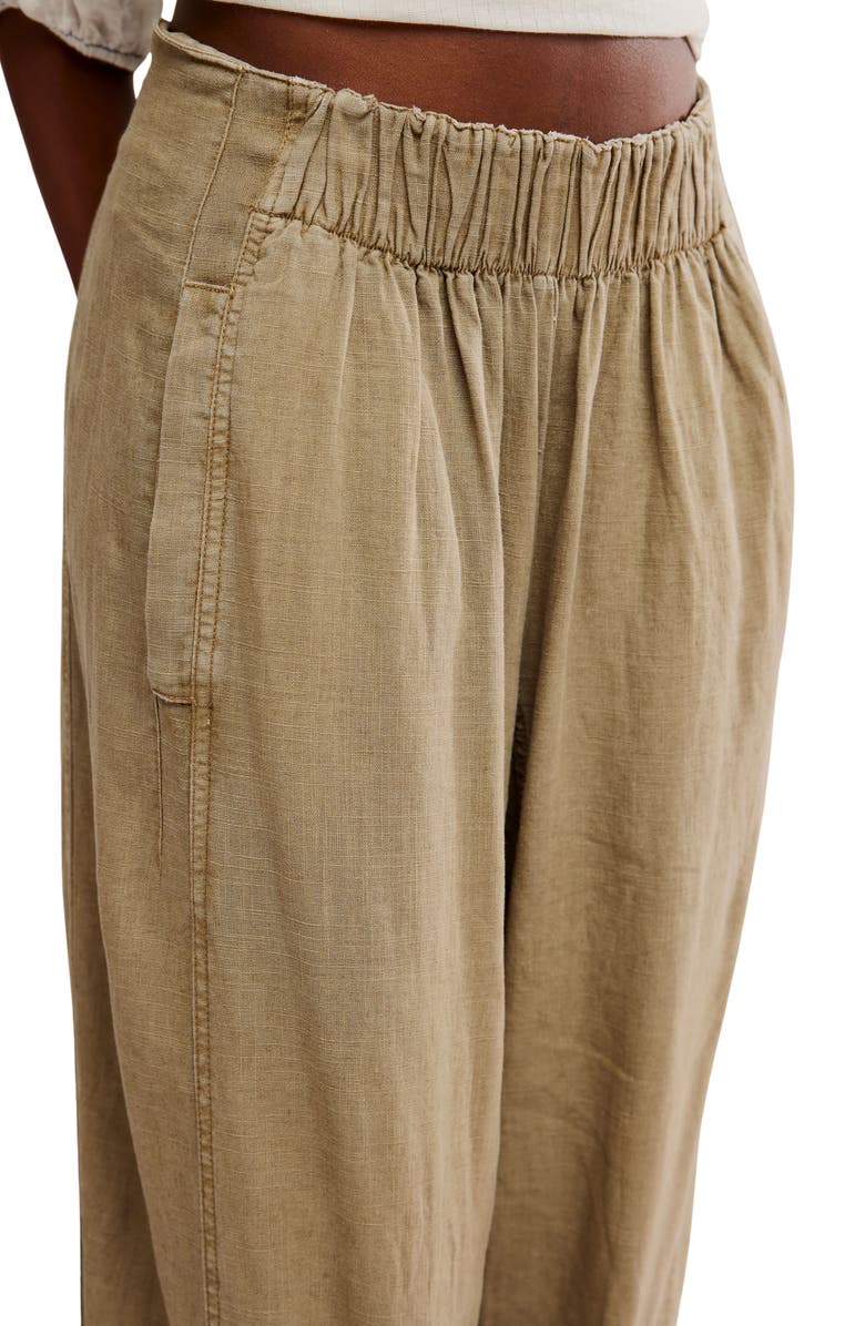 Free People Days End Pull-On Linen Blend Wide Leg Pants, Alternate, color, Caiman