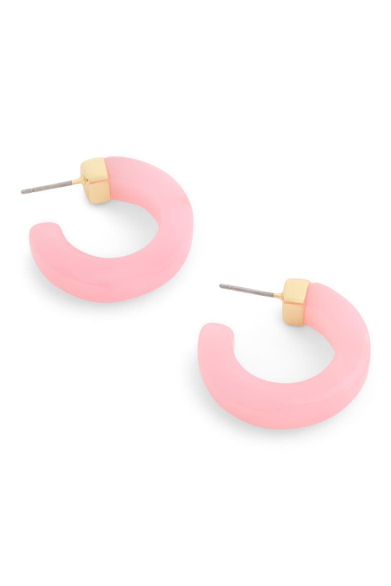 Resin C Hoop Earrings, Alternate, color, PINK
