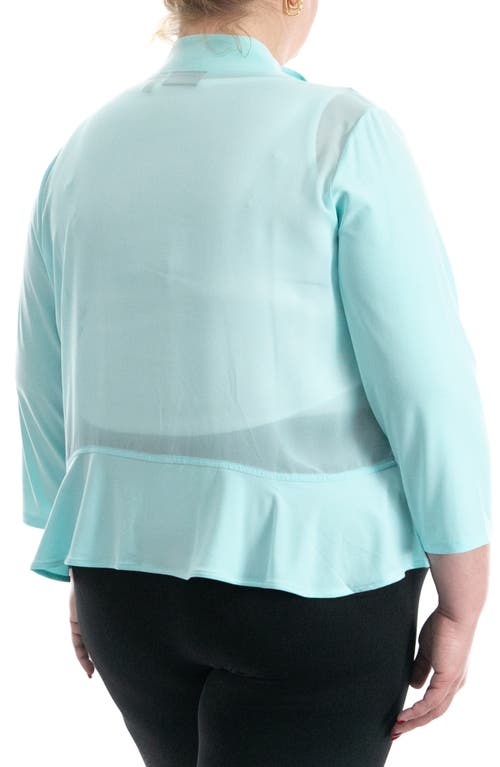 Nina Leonard Ruffle Trim Bolero Cardigan (plus Size In Blue