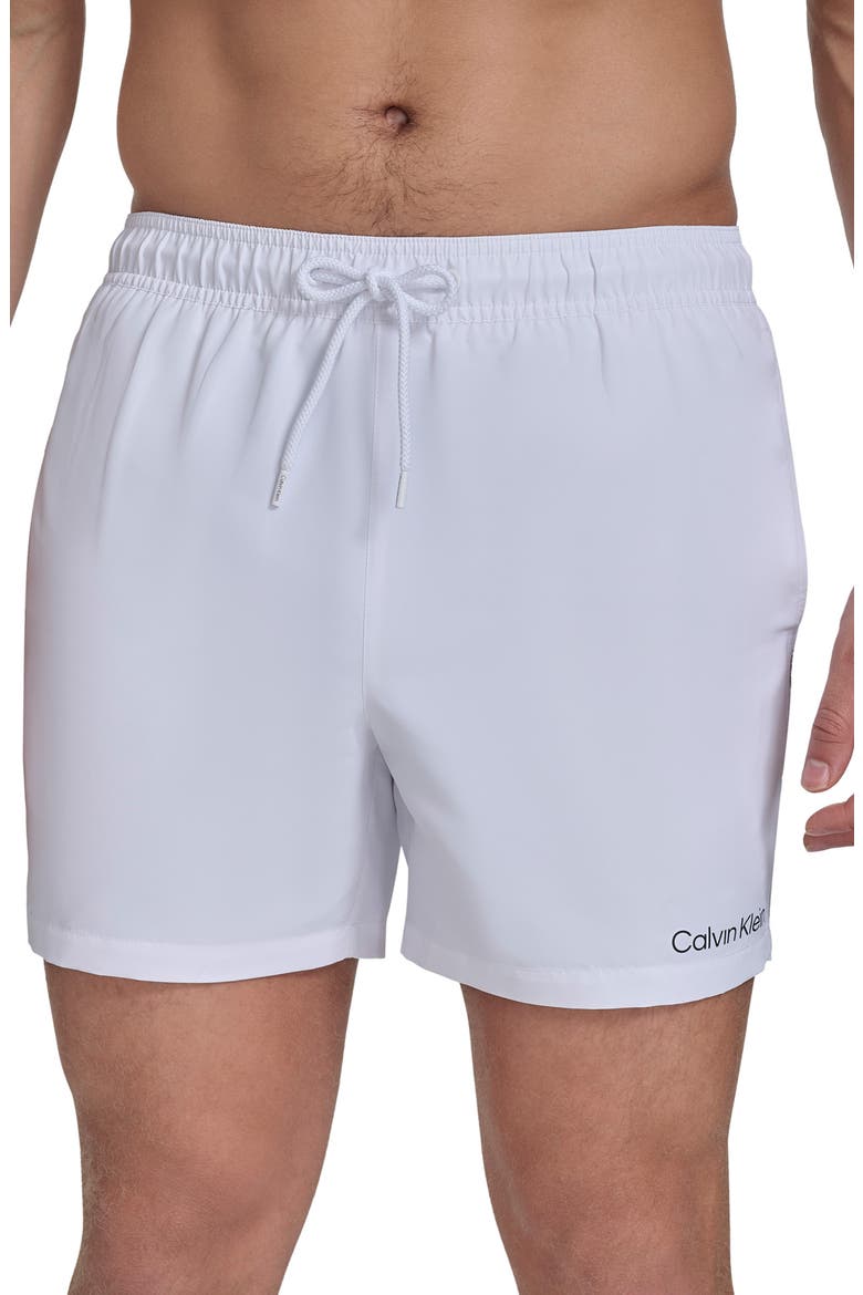 Logo Piping Swim Trunks, Alternate, color, WHITE
