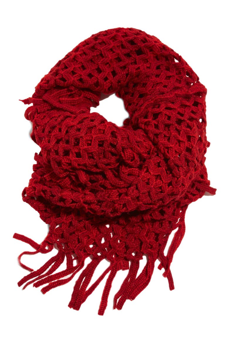 Crochet Infinity Scarf, Main, color, RED