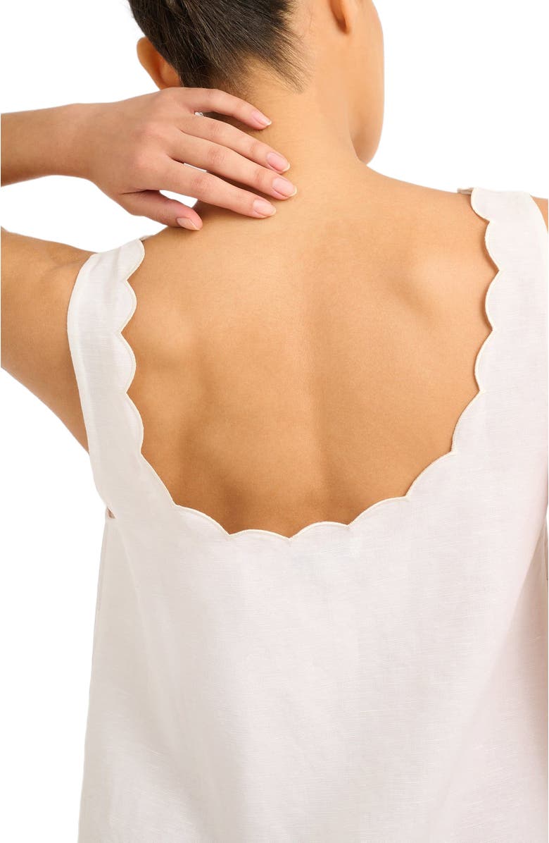 Onia Air Linen Scallop Shift Dress, Alternate, color, White