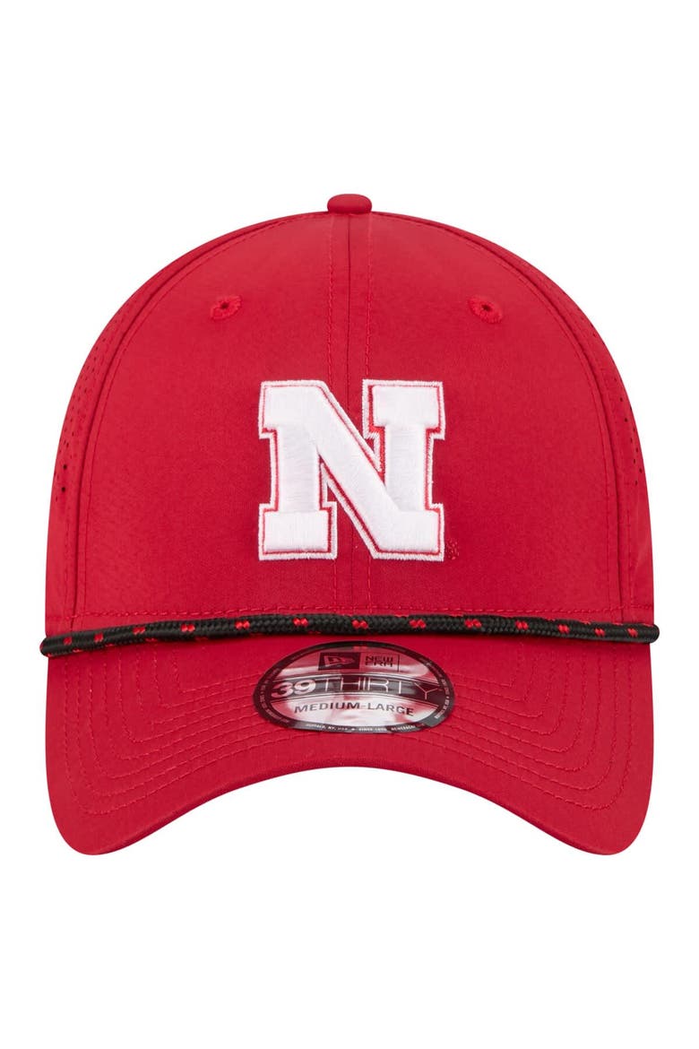 Men's New Era  Scarlet Nebraska Huskers Rope 39THIRTY Flex Hat, Alternate, color, Scarlet