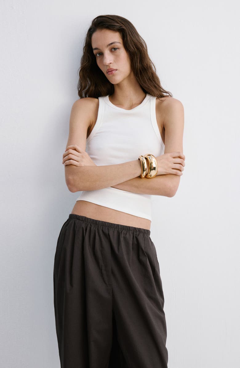MANGO Cotton Balloon Pants, Alternate, color, Chocolate