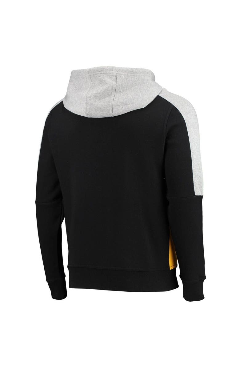 STARTER Men's Starter Black/Gold Pittsburgh Steelers Playoffs Color Block Full-Zip Hoodie, Alternate, color, Black