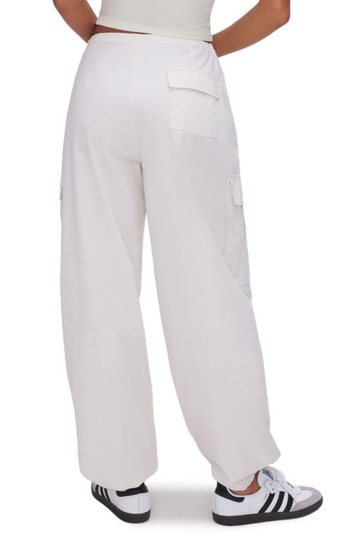 Good American Womens Cloud White 001 Parachute Wide-leg Drawstring-hem Cotton Trousers In Cloud White001