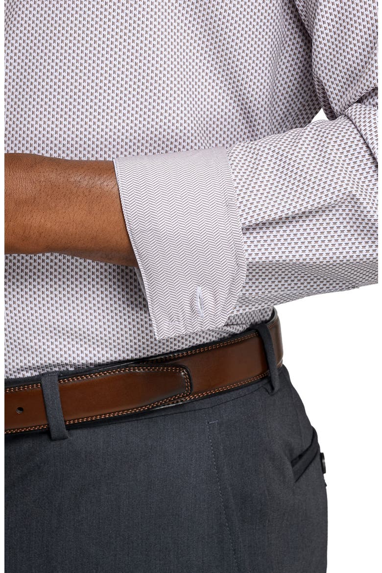Regular Fit Tile Print Performance Dress Shirt, Alternate, color, KHAKI