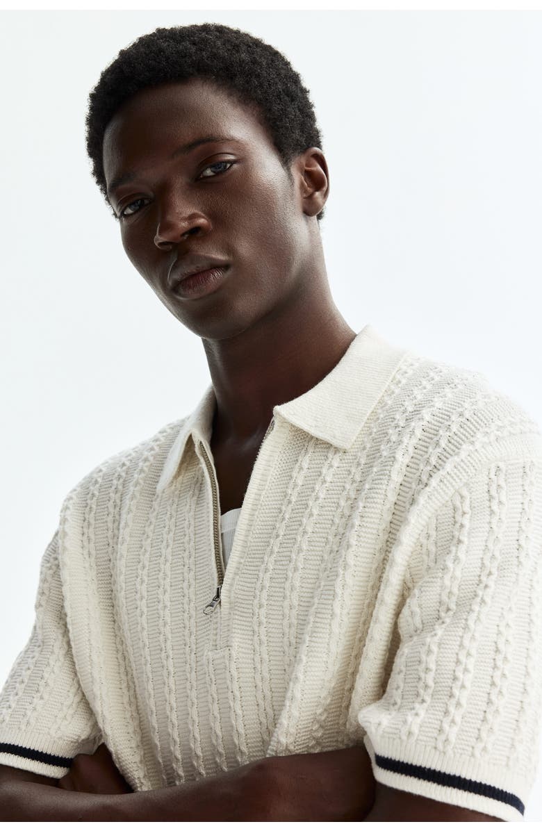 H&M Relaxed Fit Cotton Polo Shirt, Alternate, color, White