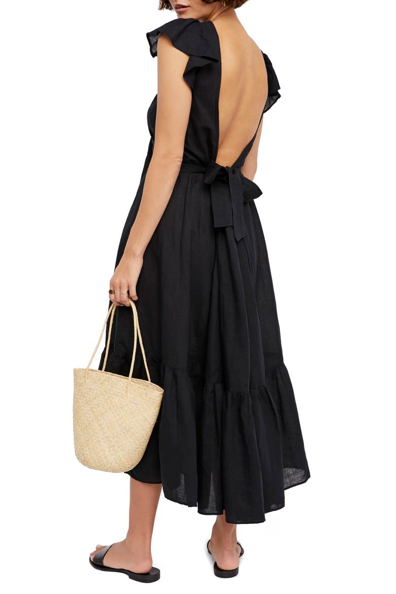 Endless Summer by Free People Takin' a Chance Midi Dress, Alternate, color, BLACK