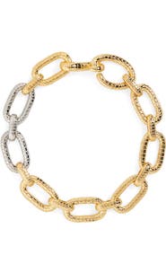 Oscar de la Renta Mosaic Two-Tone Chain Link Necklace