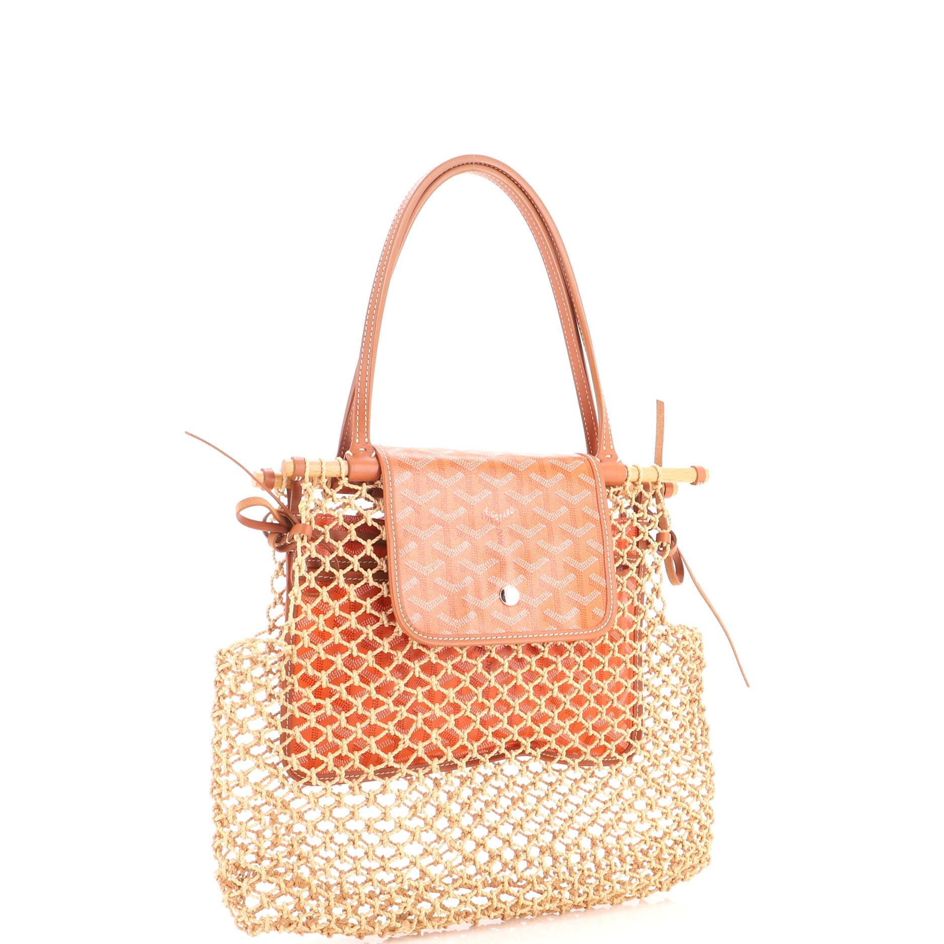 Aligre Bag Raffia Net with Coated Canvas, Alternate, color, Orange