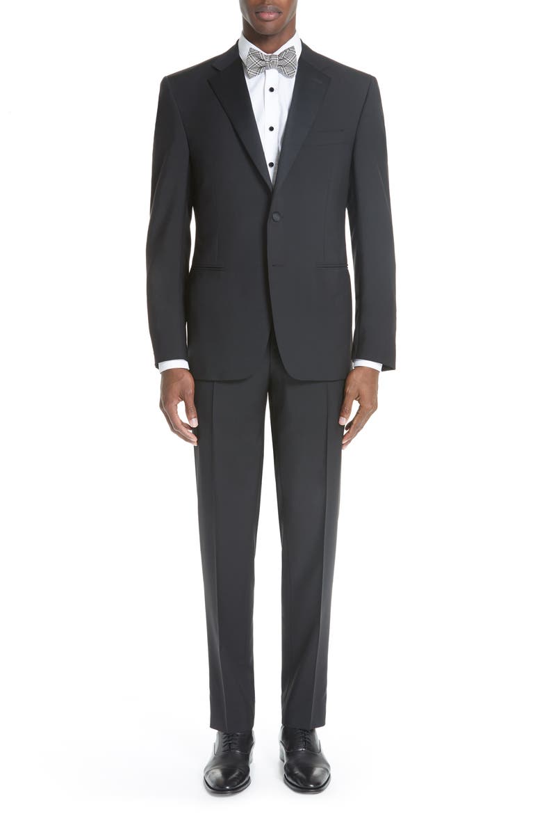 Classic Fit Black Wool & Mohair Tuxedo, Main, color, BLACK