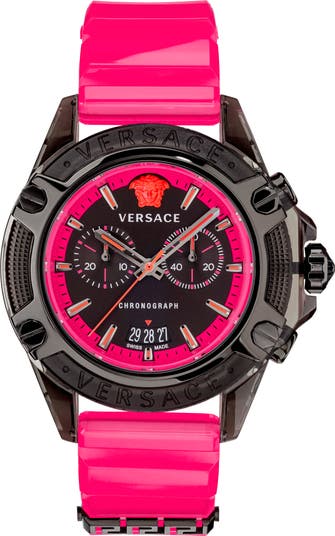 VERSACE⭐︎ ICON ACTIVEクロノグラフ時計 Versace Icon Active Chronograph Silicone Strap Watch, 44mm