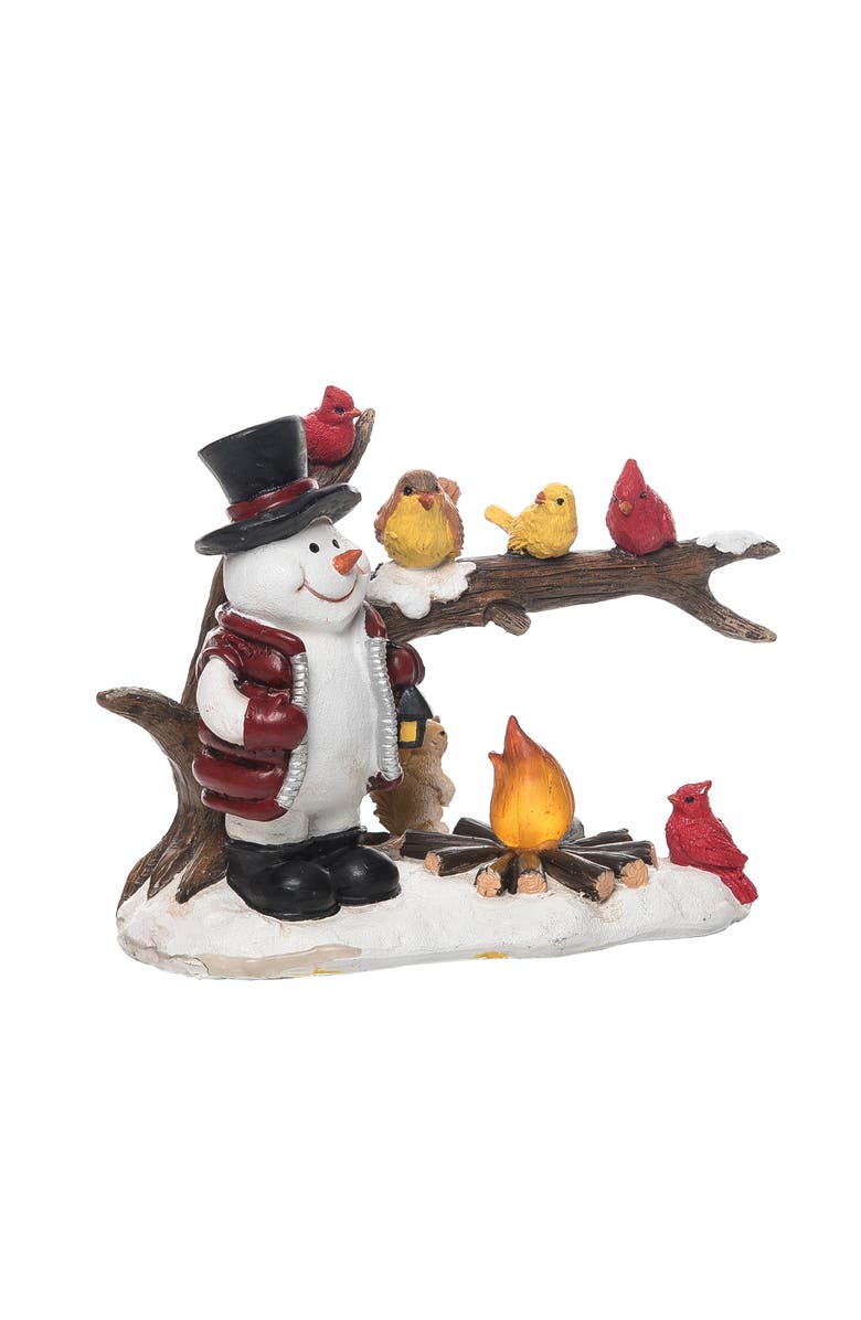 Transpac Multicolor Christmas Snowman and Birds Light Up Figurine, Alternate, color, Multi