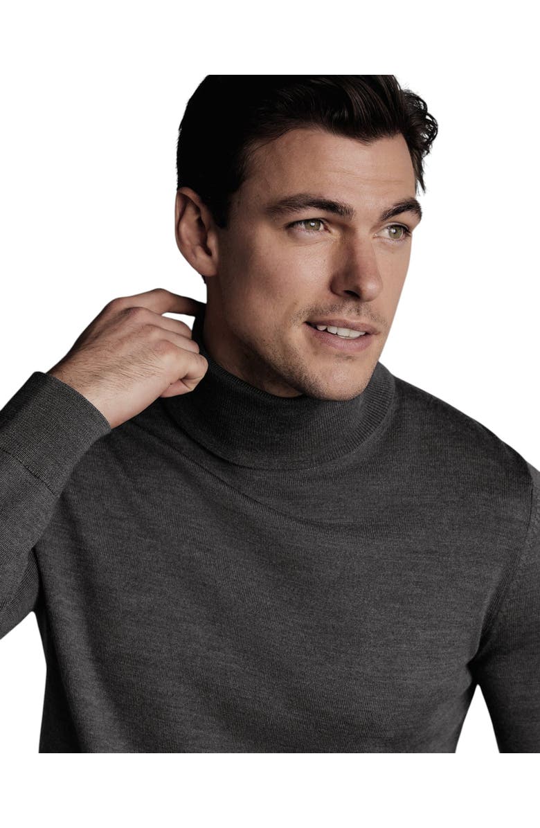Charles Tyrwhitt Pure Merino Roll Neck Sweater, Alternate, color, Gray