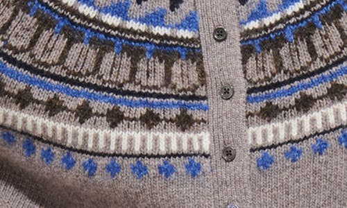 Alex Mill Amina Fair Isle Wool Blend Cardigan In Brown