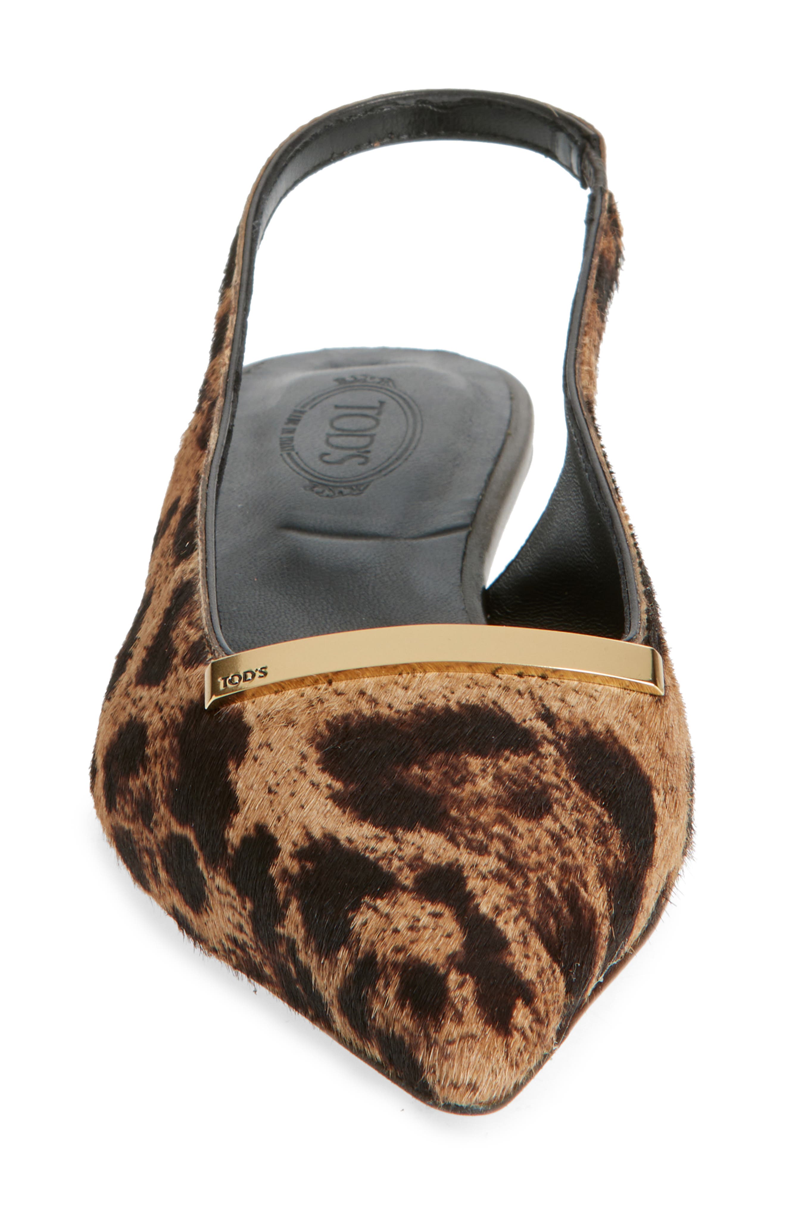 Tod
s Barretta Genuine Calf Hair Pointed Toe Slingback Flat, Alternate, color, Cammello Chiaro