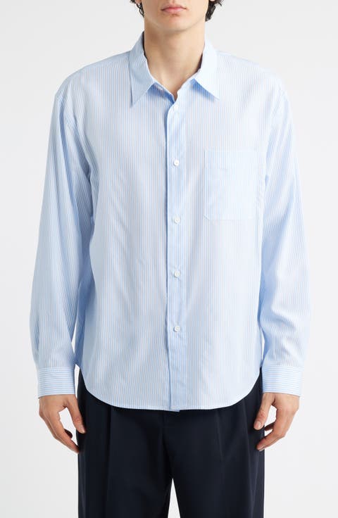Stripe Relaxed Fit Button-Up Shirt