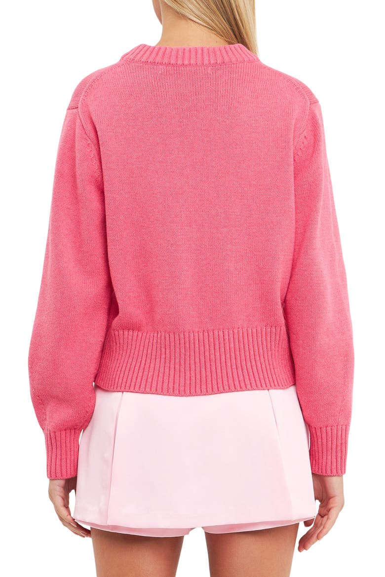 Crewneck Cotton Blend Sweater, Alternate, color, PINK