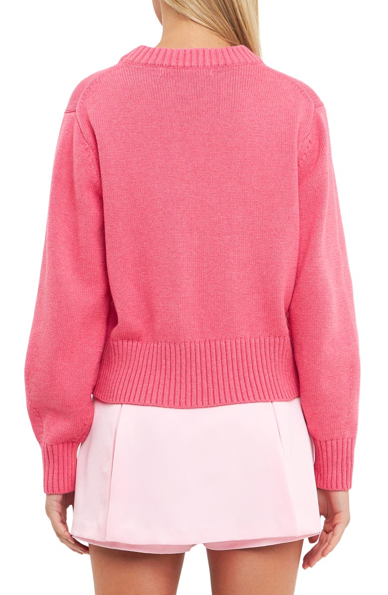 English Factory Crewneck Cotton Blend Sweater, Alternate, color, Pink