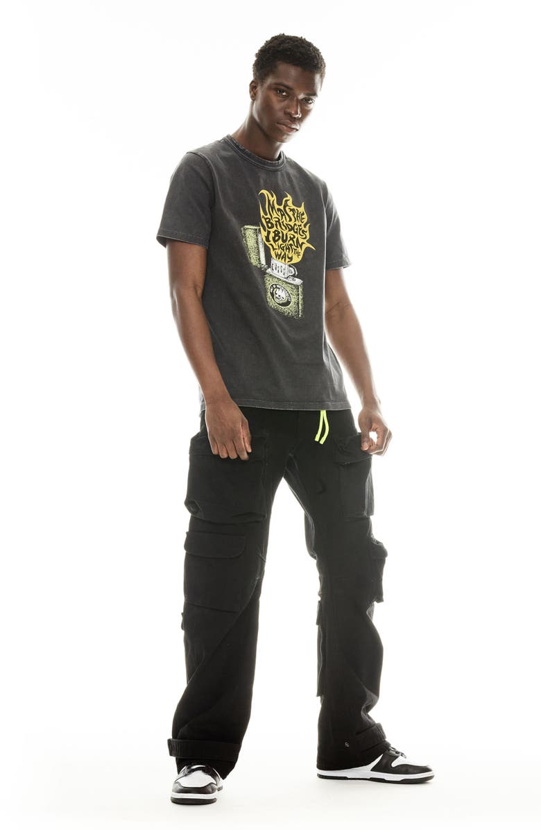 Cult of Individuality Grunge Nonstretch Baggy Cargo Jeans, Alternate, color, Black Twill