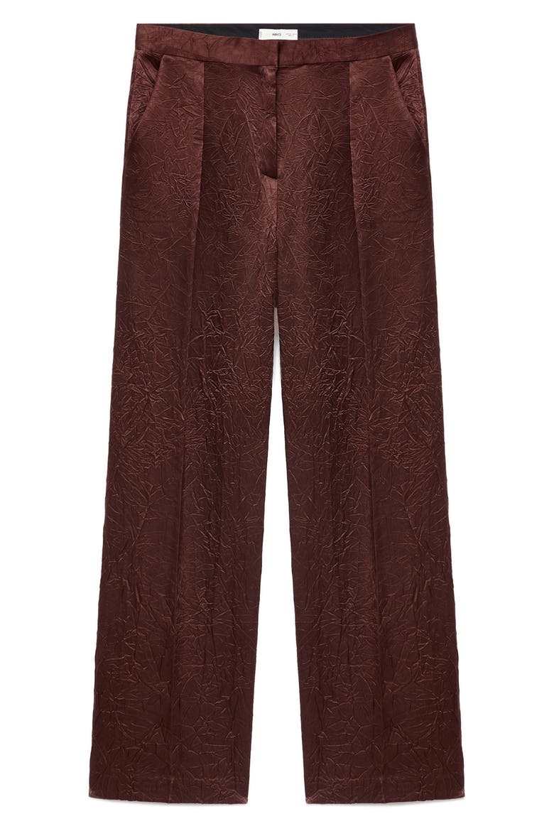 Crinkled Effect Straight Leg Pants, Alternate, color, CHOCOLATE