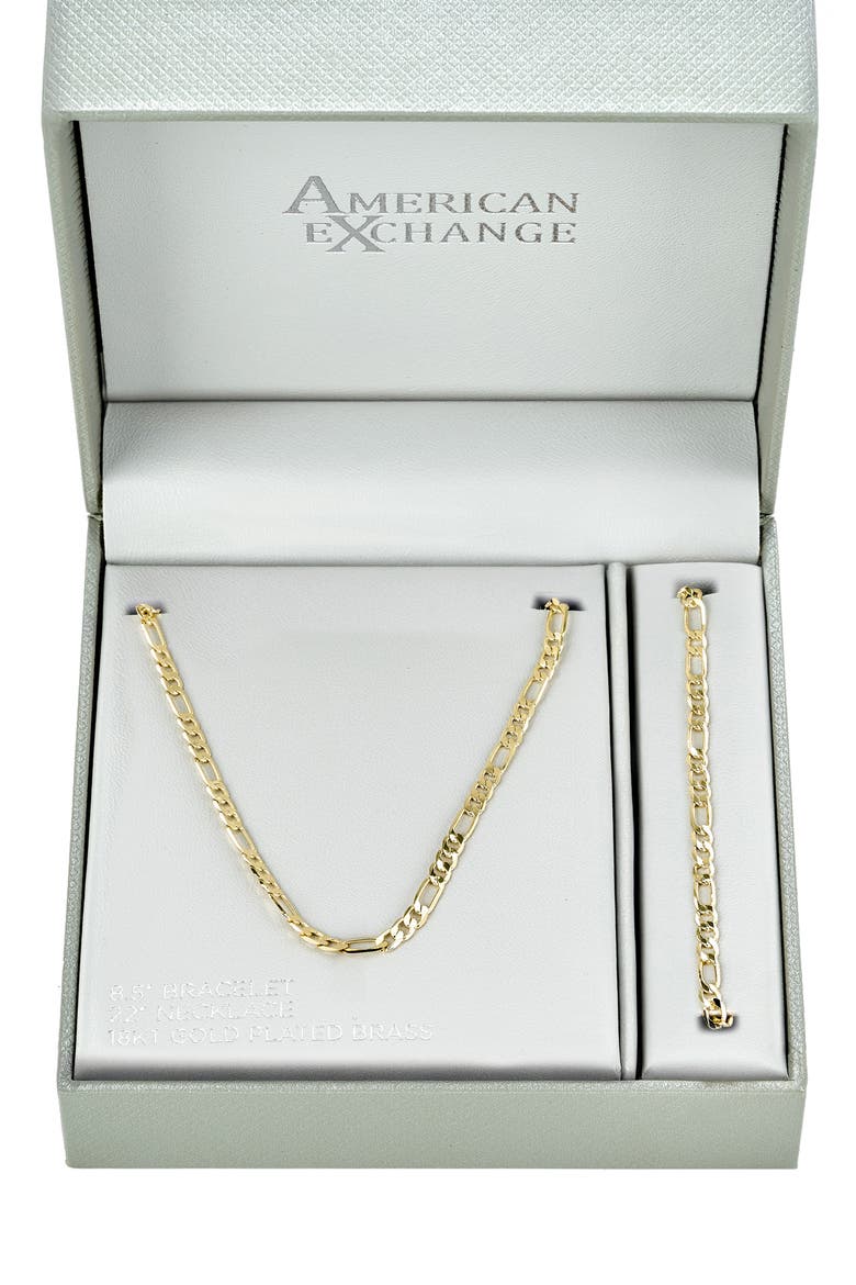 Men's Figaro Necklace & Bracelet Set, Main, color, GOLD