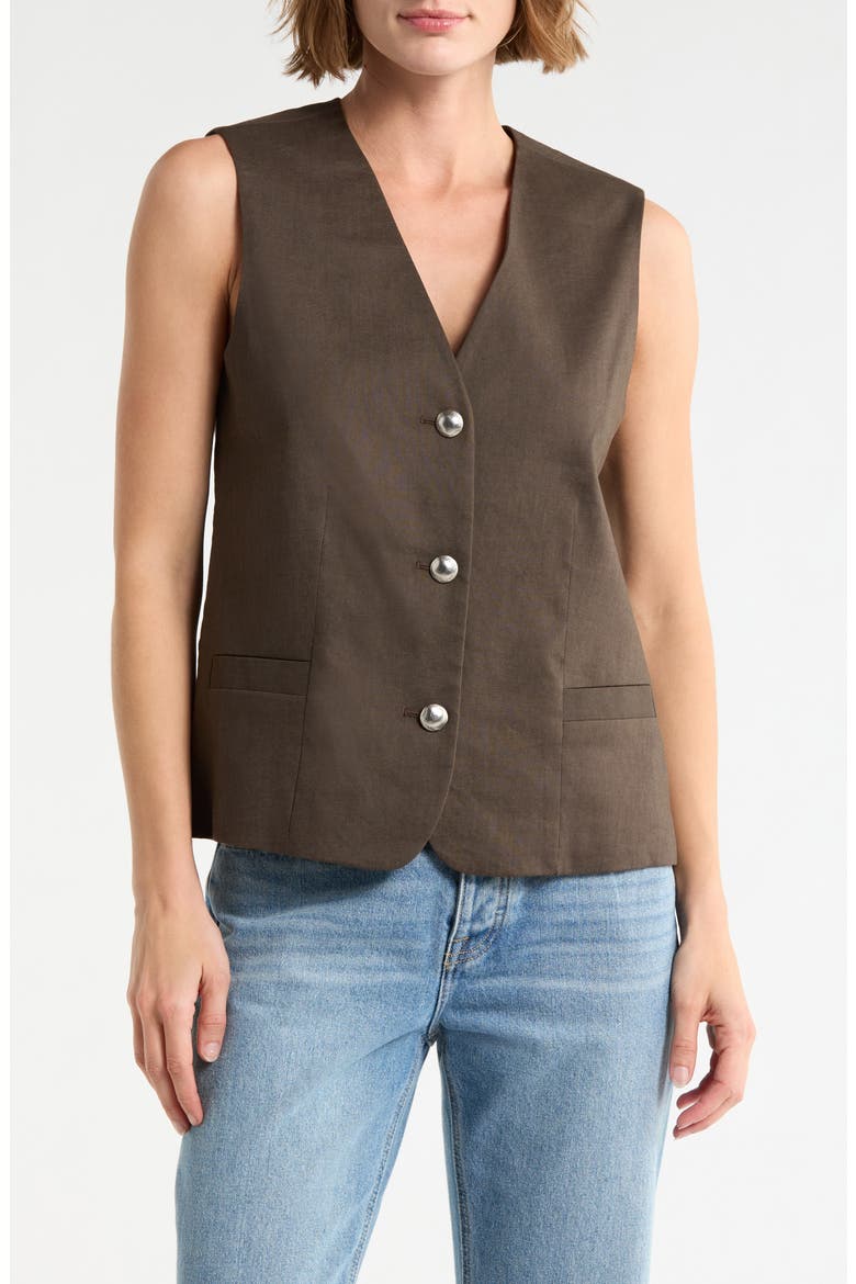 Belle Three Button Vest, Main, color, MIDOL